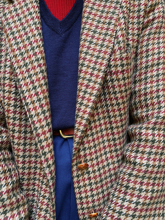 Blazer pied de poule beige e bordeaux