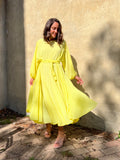 PRE ORDINE • Abito lungo con cintura crepe lime