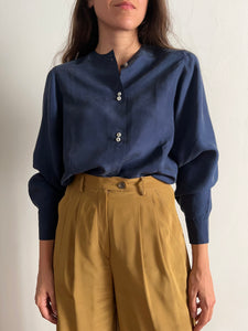 Camicia di seta blu Celestina Vintage