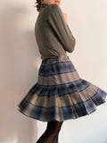 Gonna a pieghe tartan azzurra