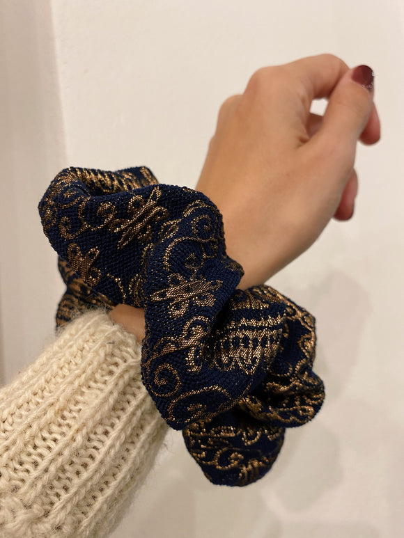 Scrunchie blu paisley oro