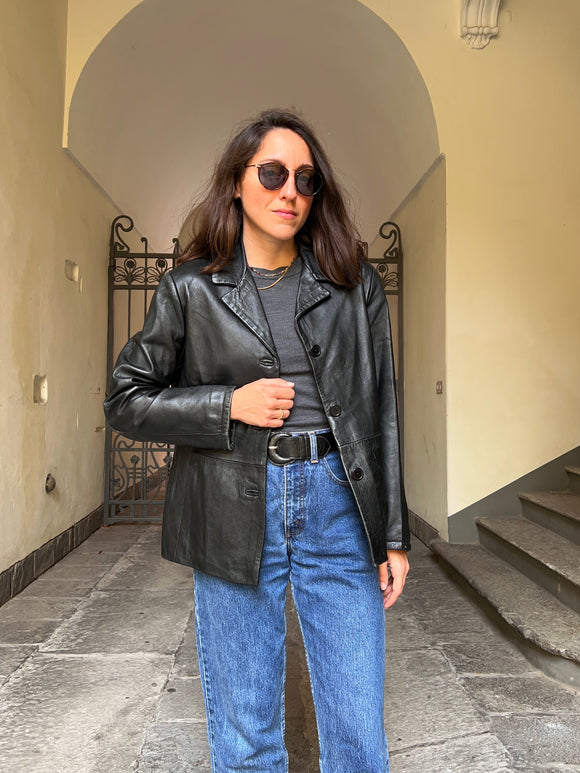 Blazer di pelle nero