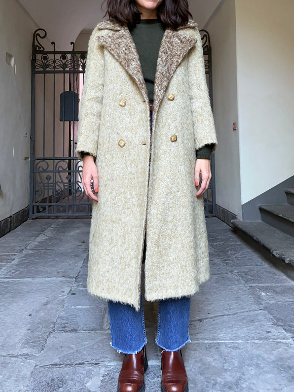 Cappotto bicolor con cintura