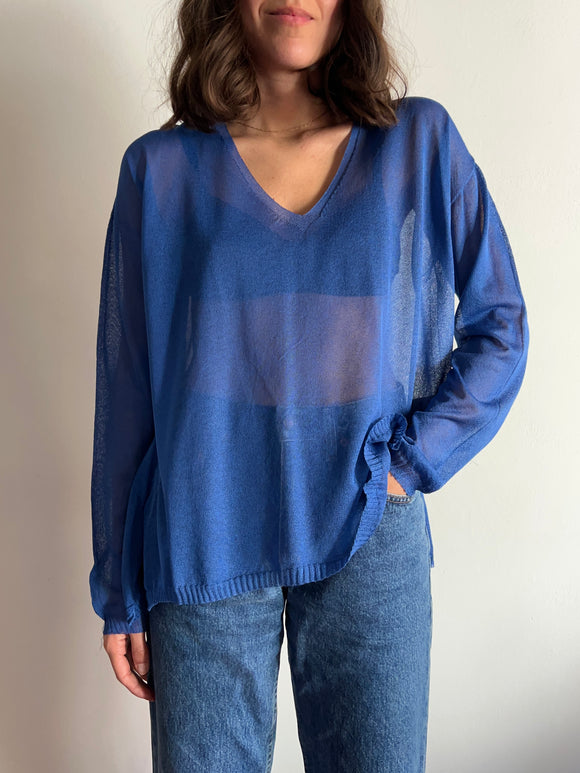 Maglione squadrato bluette