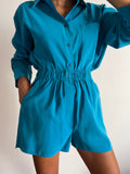 Pantaloncino cupro turchese