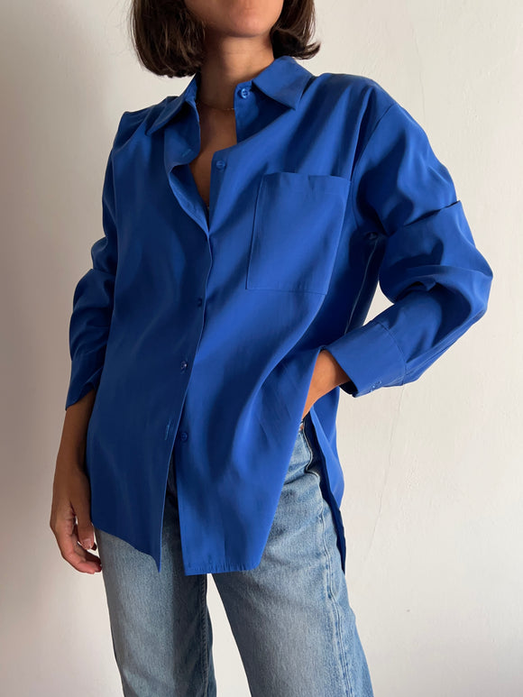 Camicia cupro bluette