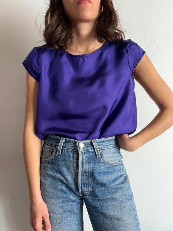Maglietta viola pura seta