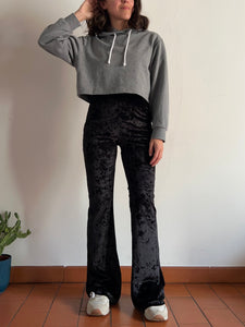 Pantalone a zampa ciniglia nero