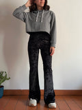 Pantalone a zampa ciniglia nero