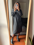 Abito midi grigio di lana