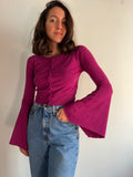 Cardigan corto con manica scampanata violetto