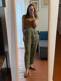 Pantaloni verdi fiorati