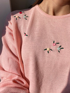 Maglione rosa con roselline