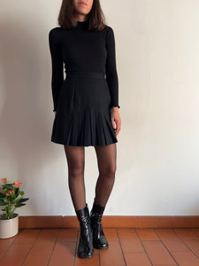 Gonna mini nera a pieghe