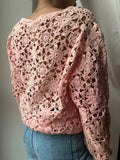 Cardigan rosa traforato