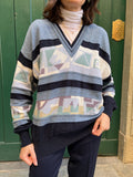 Maglione azzurro geometrico