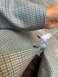 Blazer pied de poule con rosa e giallo