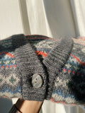 Cardigan grigio e corallo