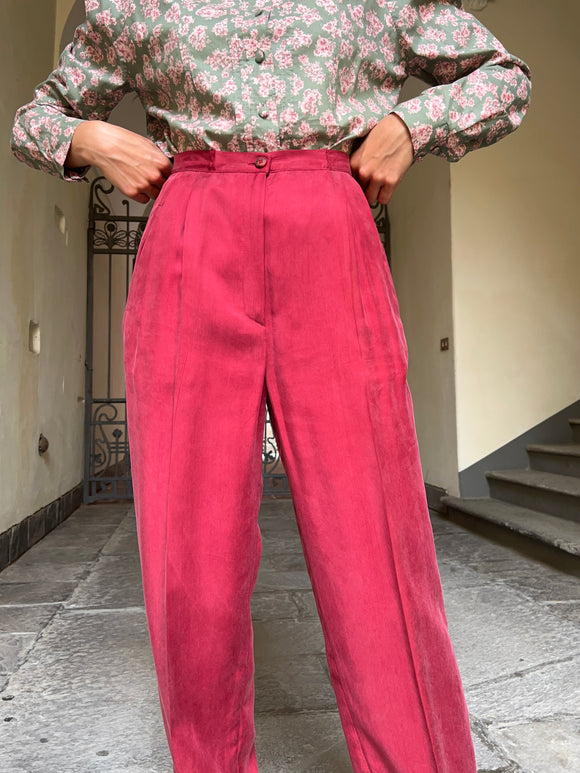 Pantalone di cupro ciliegia