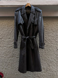 Trench di pelle marrone scuro