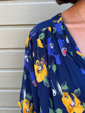 Camicia blu fiori gialli