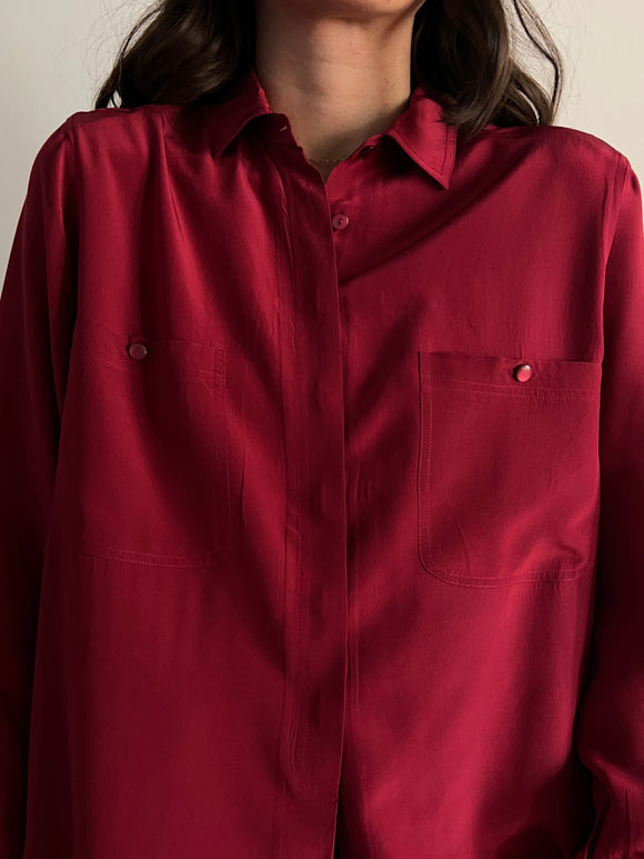 Camicia seta bordeaux