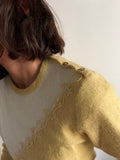 Maglione bicolor panna e senape
