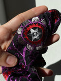 Scrunchie nero ricami rossi e viola