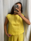 Maglietta handmade di lino gialla