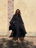PRE ORDINE • Abito lungo con cintura crepe nero