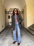 Blazer maschile petrolio quadretto beige