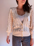 Cardigan giapponese bianco con ricami