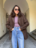 Blazer maschile marrone quadretto azzurro