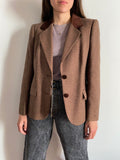 Blazer marrone e beige con colletto di velluto