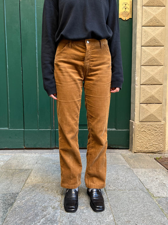 Pantaloni velluto a costine caramello