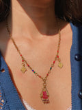 Collana multicolor con due ciondoli triangolari