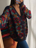 Cardigan fantasia geometrica multicolor