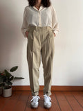 Pantalone con pince beige • M/L