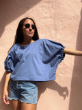 Blusa oversize azzurro cielo