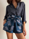 Pantaloncino jacquard blu