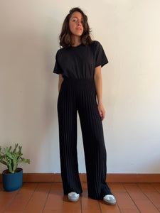 Pantalone plissé in maglia nero