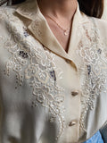 Camicia di seta avorio ricamata