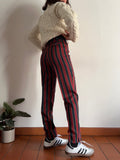 Pantalone di lana a righe rosse