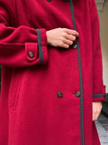 Cappotto Loden bordeaux con cappuccio
