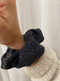 Scrunchie nero brillantini arcobaleno
