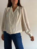 Camicia di seta panna mini fantasia