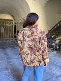 Giacca tapestry beige e bordeaux