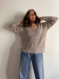 Maglione crochet mélange rosa