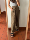 Pantalone ampio tortora