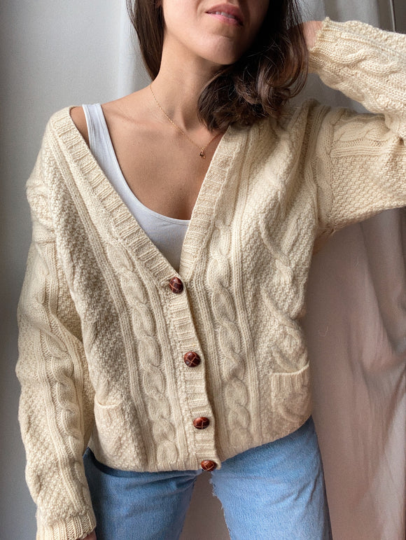 Cardigan panna con tasche